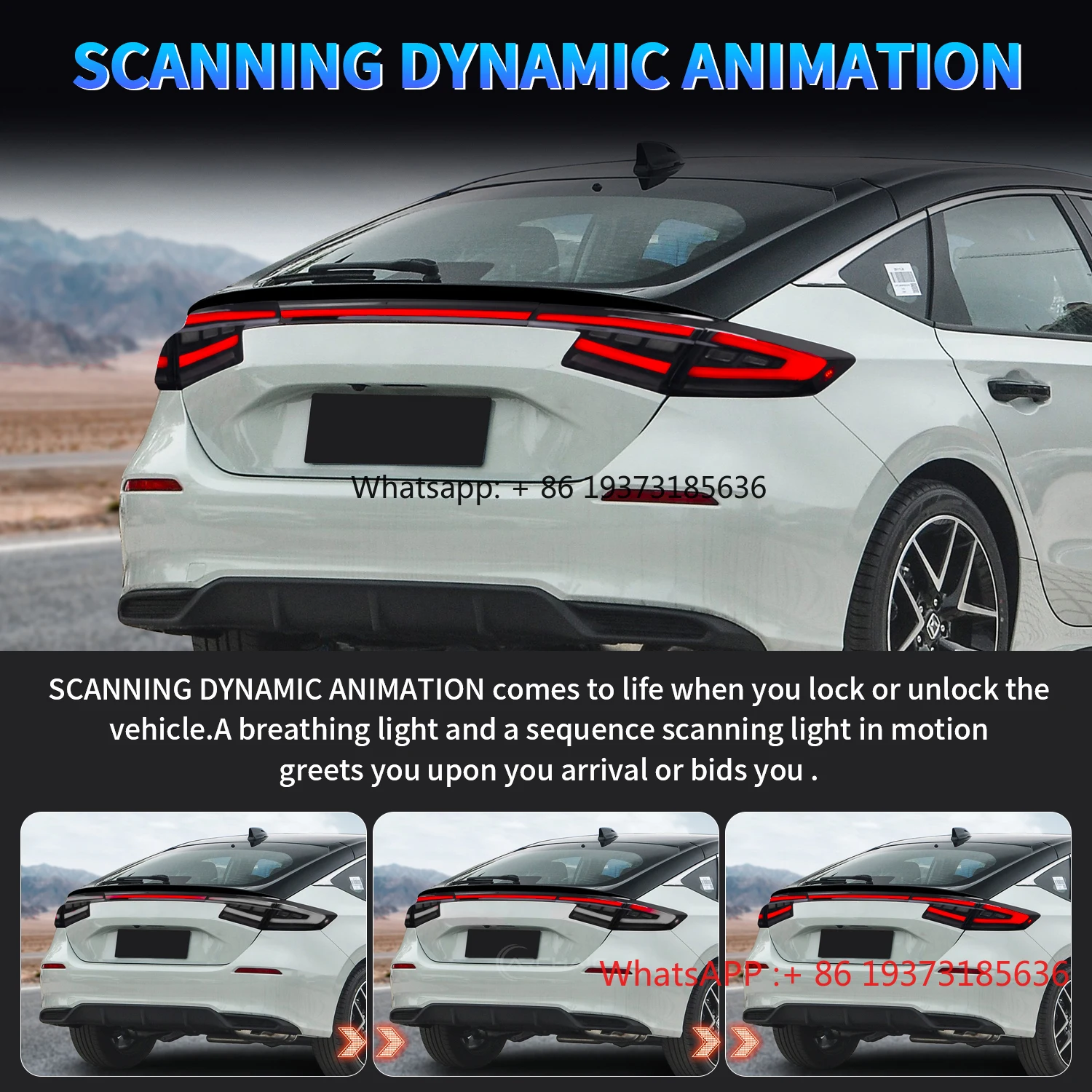 مجموعة مصابيح خلفية LED عتيقة لـ 2022-2025 سيفيك هاتشباك Type-R FL1 FL2 FL4 FL5 11th Gen Civic إشارة متتابعة الضوء الخلفي #3