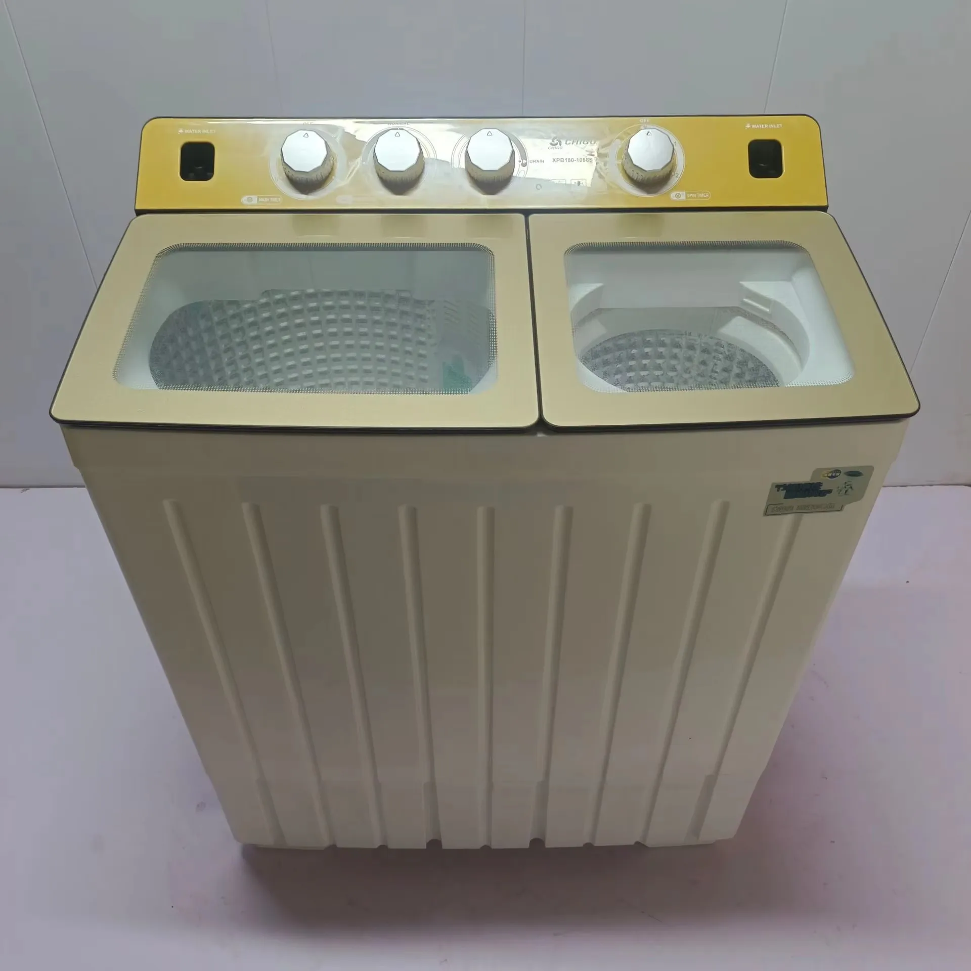 Household large-capacity double-cylinder semi-automatic pulsator washing machine, 18kg English panel washing machine