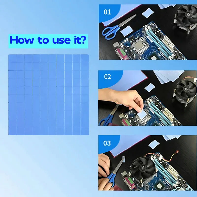 6 واط/mk 10 مللي متر * 10 مللي متر 100 قطعة الأزرق سيليكون وسادة حرارية المبرد التبريد موصل IC لوحدة معالجة الرسومات وحدة المعالجة المركزية