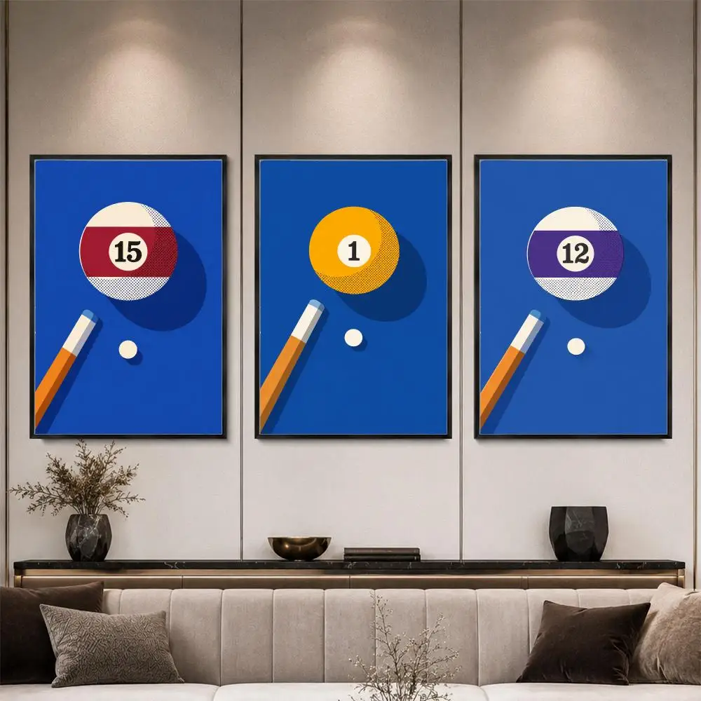 Retro Billiard Balls Pop Art Graphic Poster HD Waterproof Eco-Friendly For Kitchen Bathroom Wall Art Bedroom Home Decor