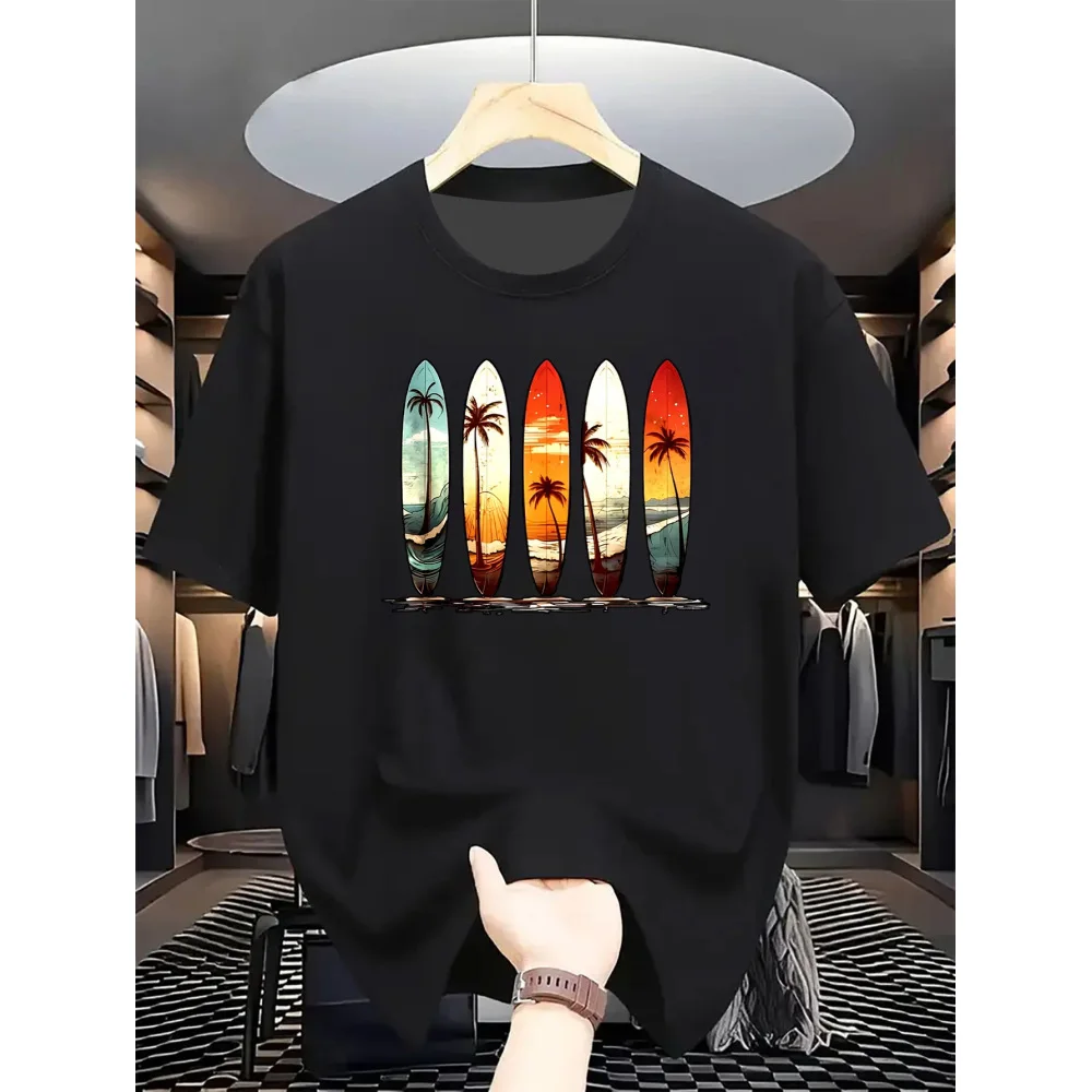 

Hawaiian Beach Vacation Tees Daily Loose Casual O Neck Short Sleeve Tops Fashion 3D Printed Unisex Summer Cotton Men's T-shirt