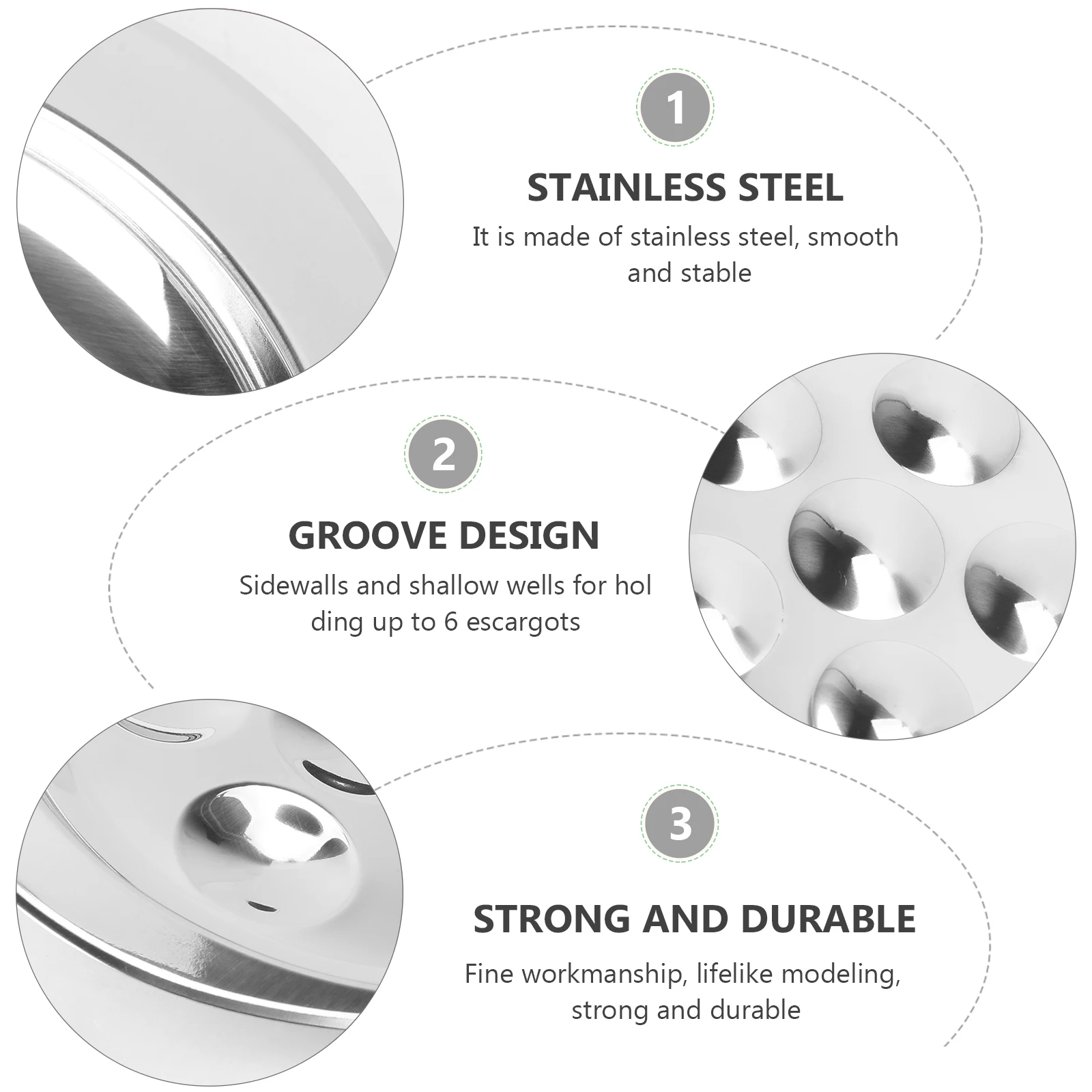 

Escargot Dish Stainless Steel 6 Position Stackable Baked Snail Plate Heat Resistant Kitchen Serving Tool for Restaurant Home Use