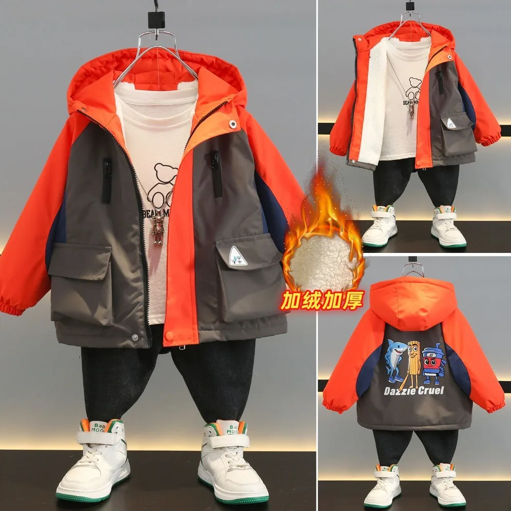 

Итальянская флисовая куртка Brainrot с героями мультфильмов для мальчиков, новая зимняя утолщенная одежда с хлопковой подкладкой, топ с принтом в стиле аниме Tung Sahur