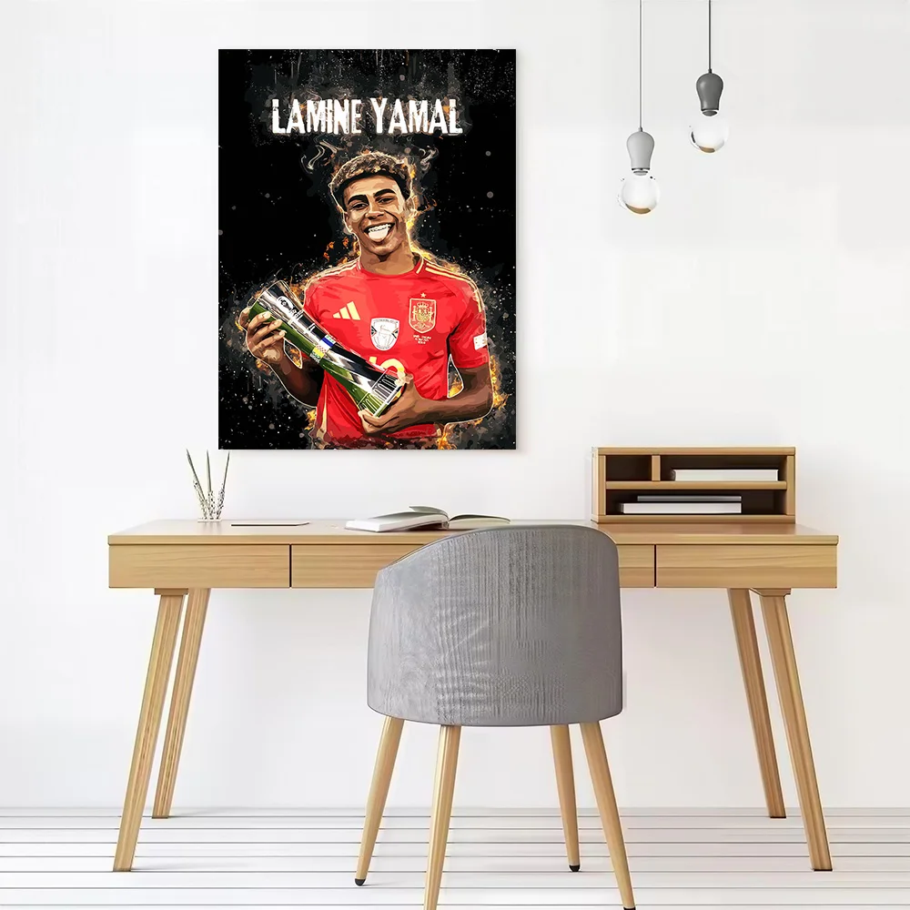 Lamine Yamal Euro Champion Canvas Poster Customizable Printed Canvas Painting Wall Art for Fans Living Room Decorations Arts