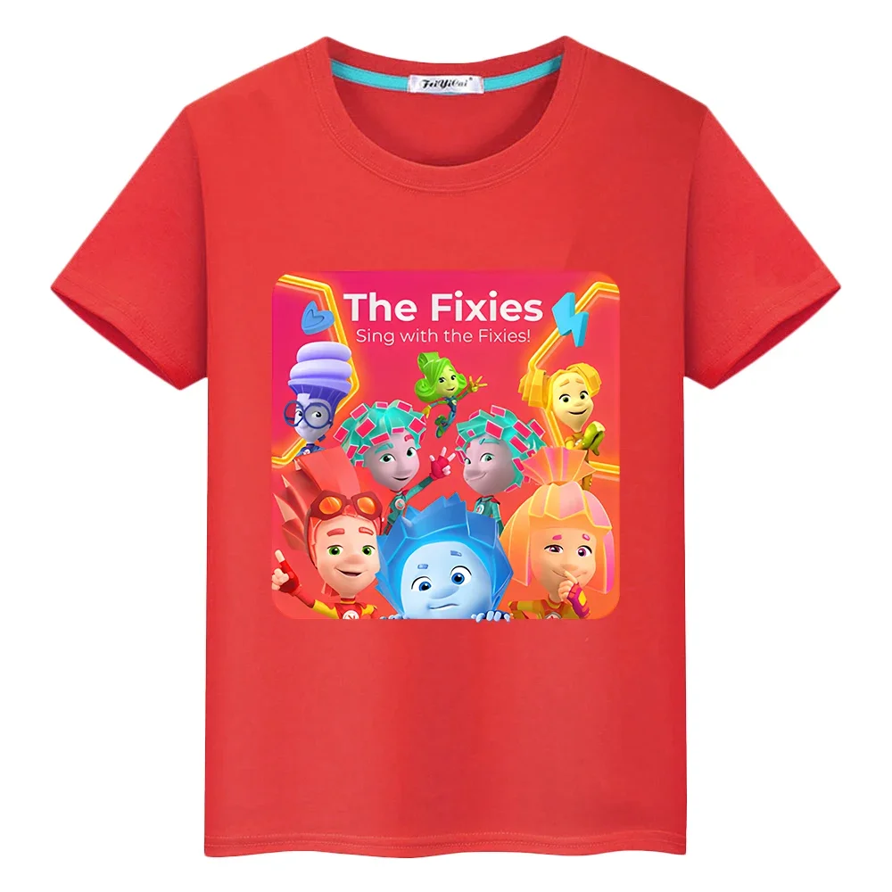 The Fixies Russian anime 100%Cotton T-shirt boy girl clothes y2k one piece Casual Print Short Tops Summer Cute Tees kids clothes