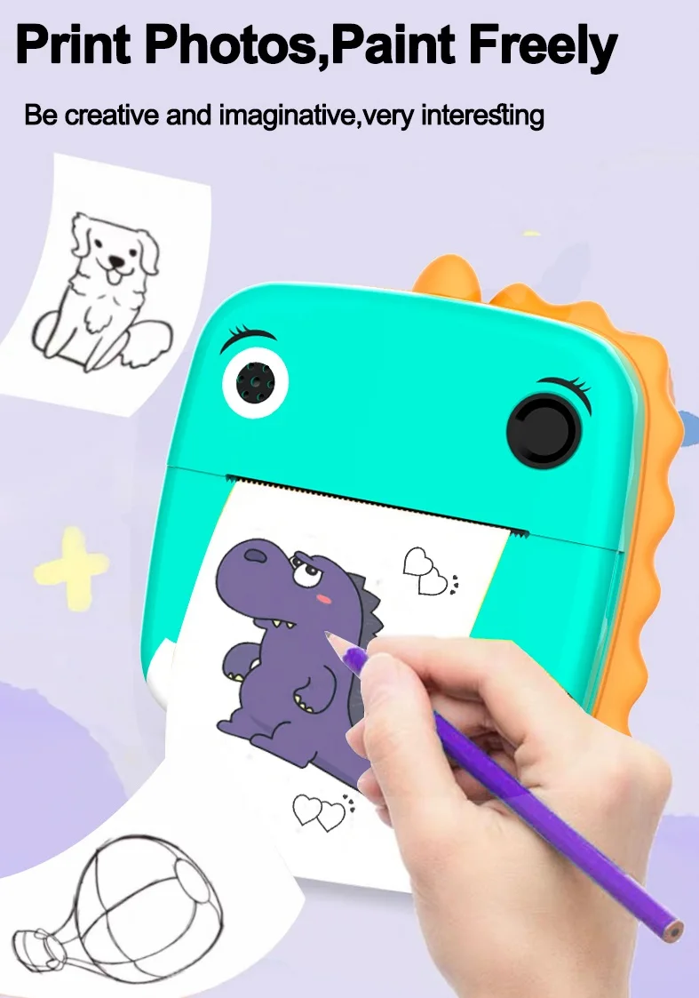 Cámara Digital multifunción de dibujos animados para niños, Selfie portátil, cámara de Video para niños pequeños, impresora térmica, Video, juguetes educativos, regalo