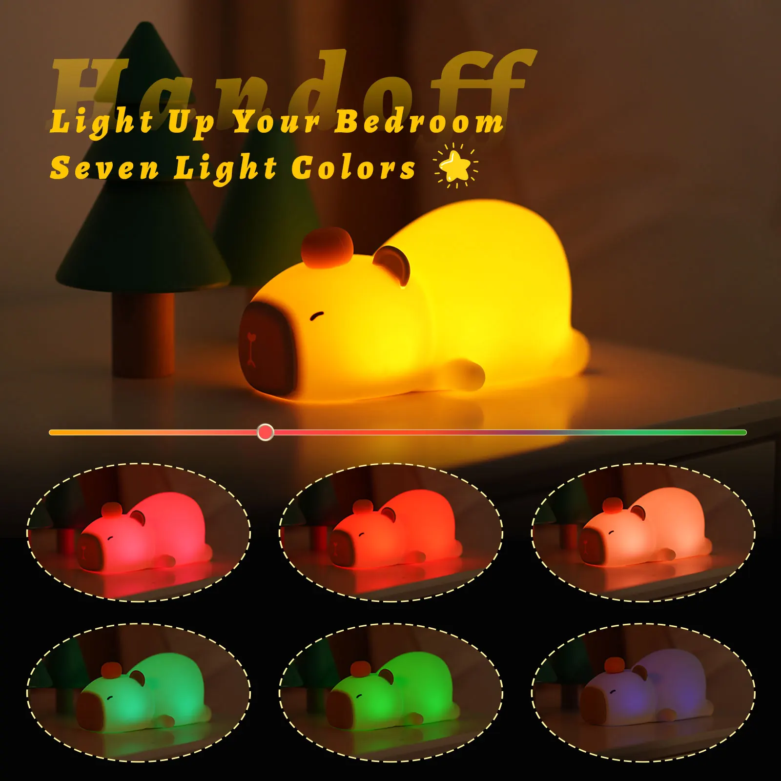 Capybara Night Light Cute Silicone Lamp LED Touch Sensor Lamp RGB Soft Lamp Children Night Light Bedroom Desktop Decoration Gift