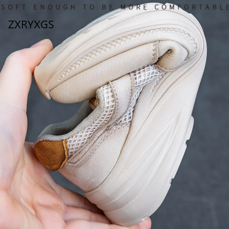 ZXRYXGS Splicing Spell Color Top Layer Cowhide Mesh Sneakers Comfortable Breathable Women Sneakers Fashion Casual Shoes New 2026