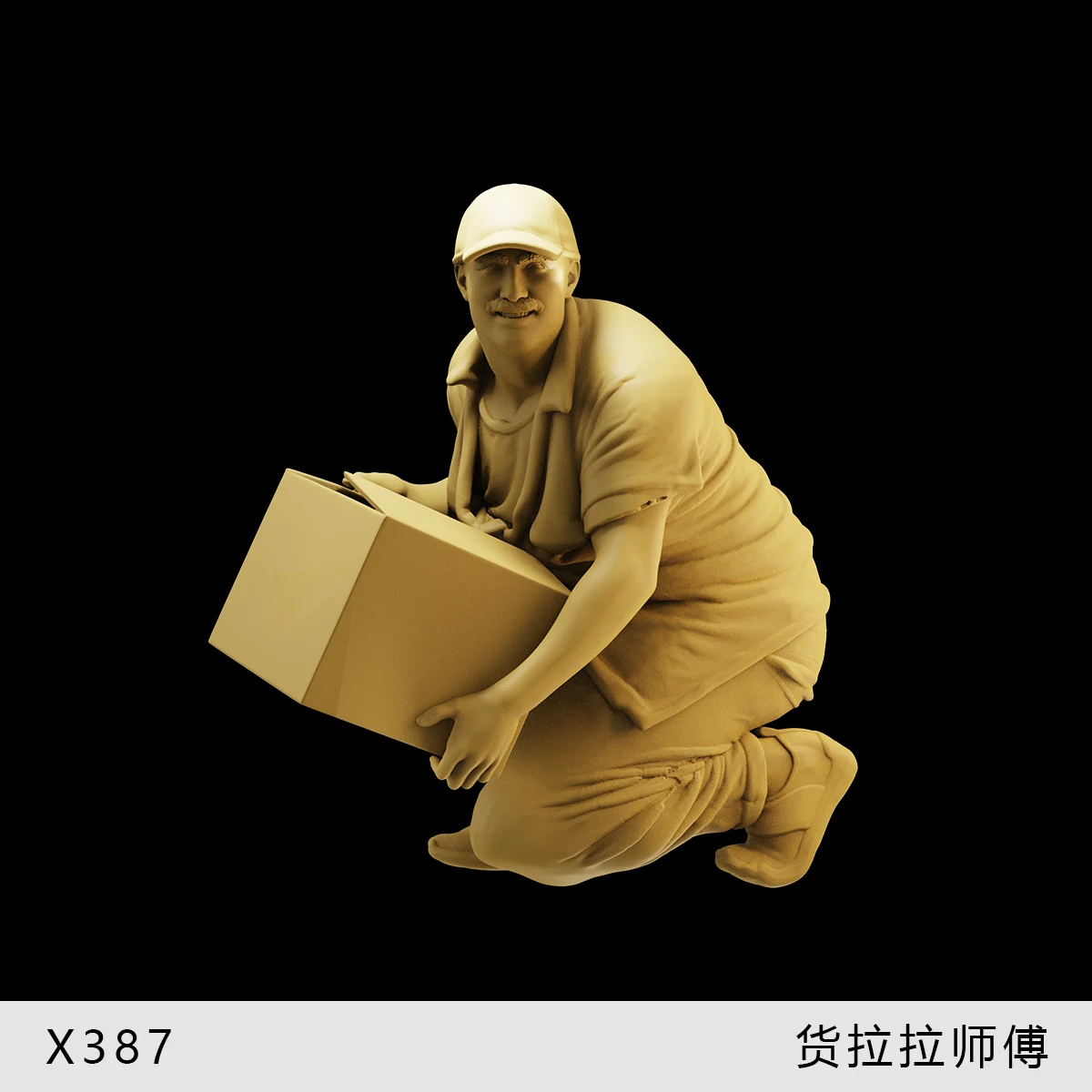 3D Print 1/64 1/43 1/35 Worker Carrying boxes Miniatures Model Figurine Mini Doll Creative Scene Prop Display Decoration