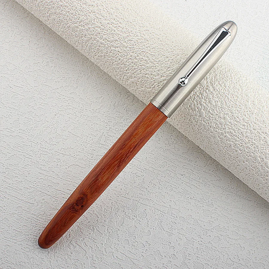 JINHAO 51A Wooden Fountain Pen Steel Cap Brand New 0.38mm/0.5mm Nib Ink Pen
