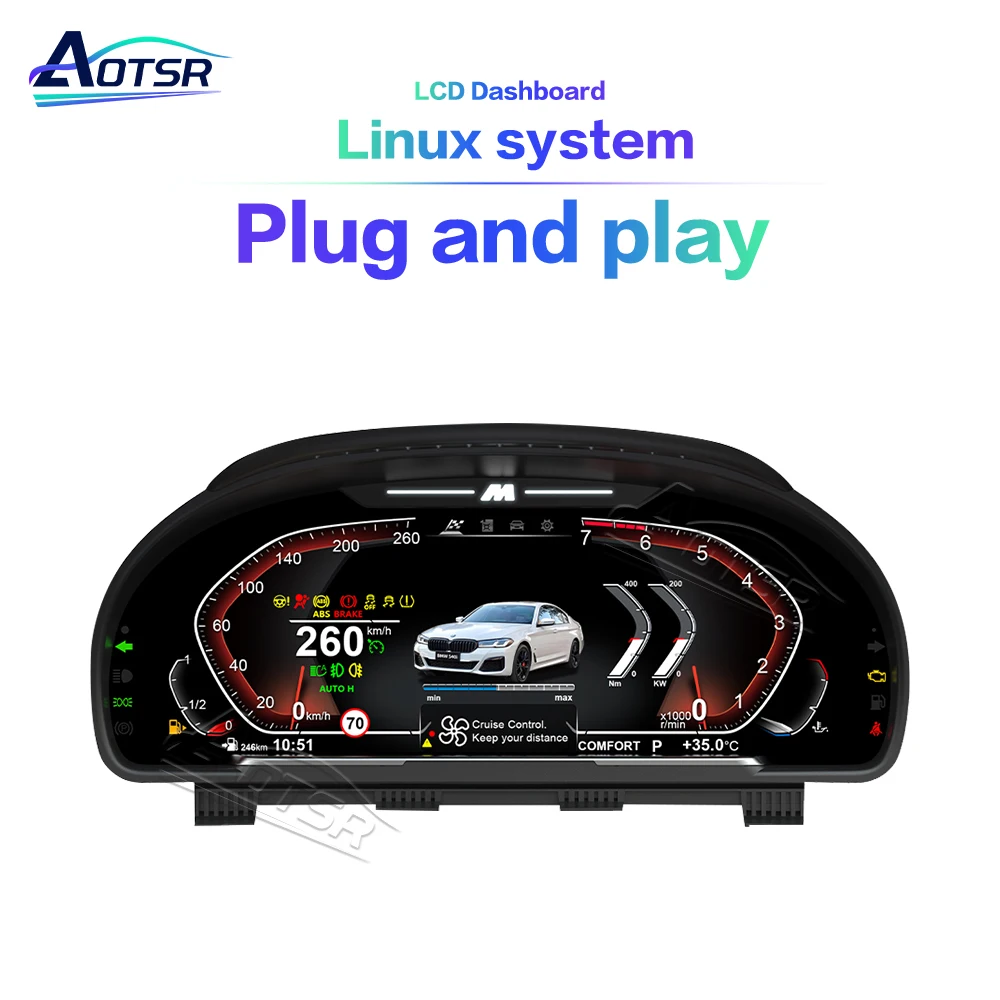 For BMW 5/6/7 Series X3/X4/X5/X6 12.3 Inch High Resolution Full LCD Digital Dashboard Virtual Cockpit Instrument Cluster Upgrade
