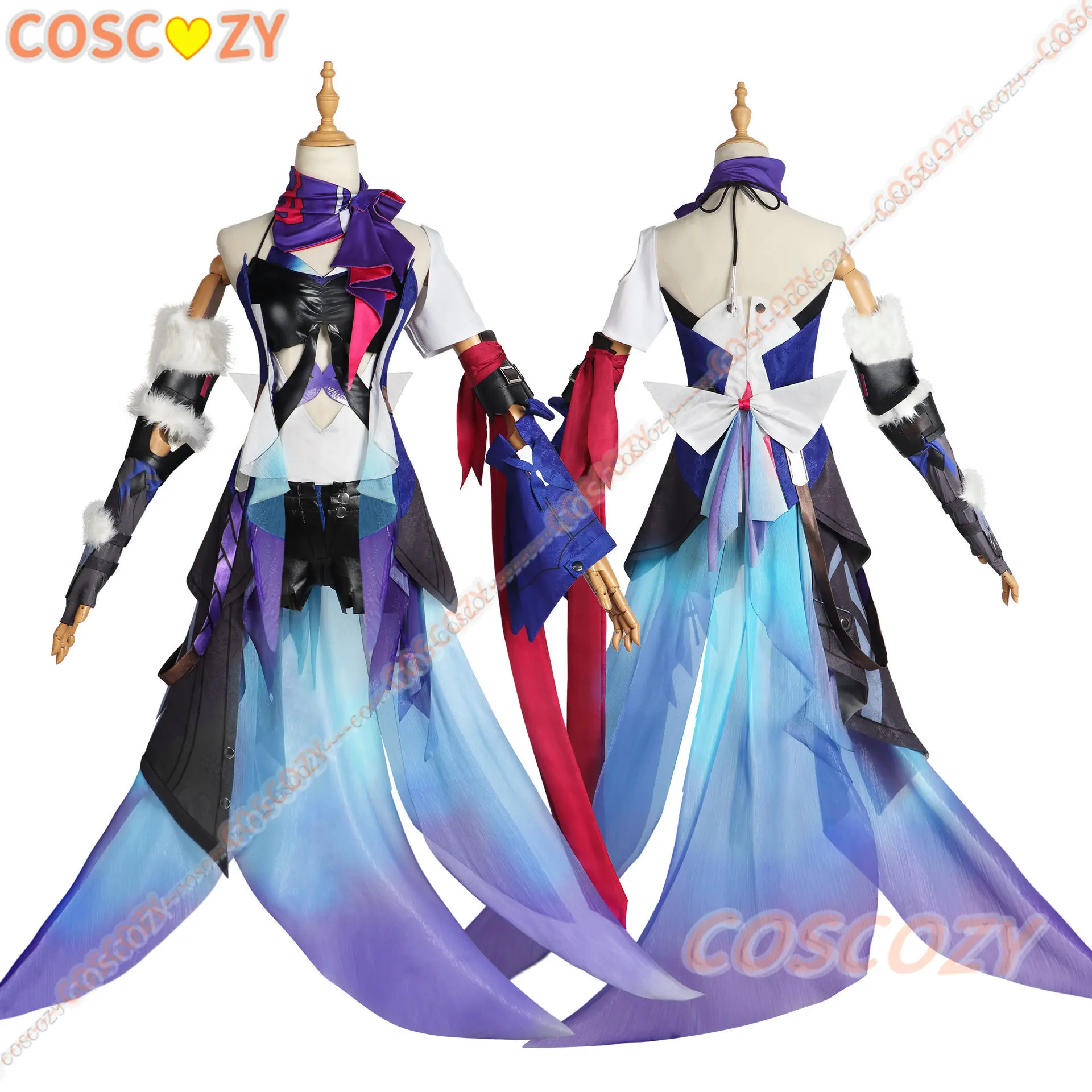 Seele Fantasia Cosplay de Trilho Estrela, Uniforme Roxo, Roupa Jogo, Roupa Honkai