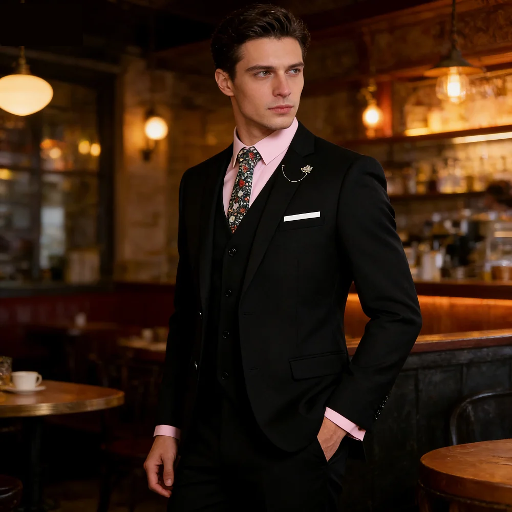 

Мужской элегантный костюм-тройка Slim Fit на заказ для свадьбы, торжеств и танцев