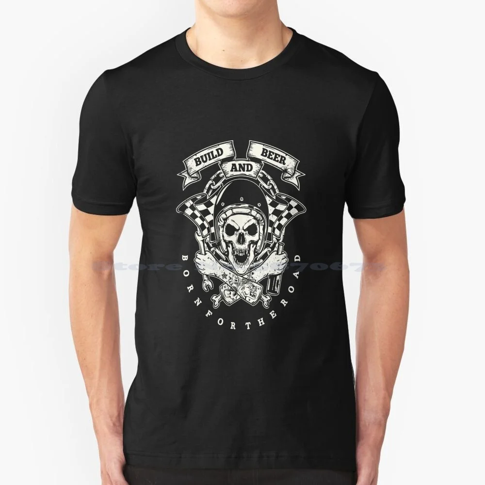 Born For The Street T Shirt 100% Cotton Tee Scull Motorcross Skeleton A Way Of Life Snake Motorcycle Club Supermoto