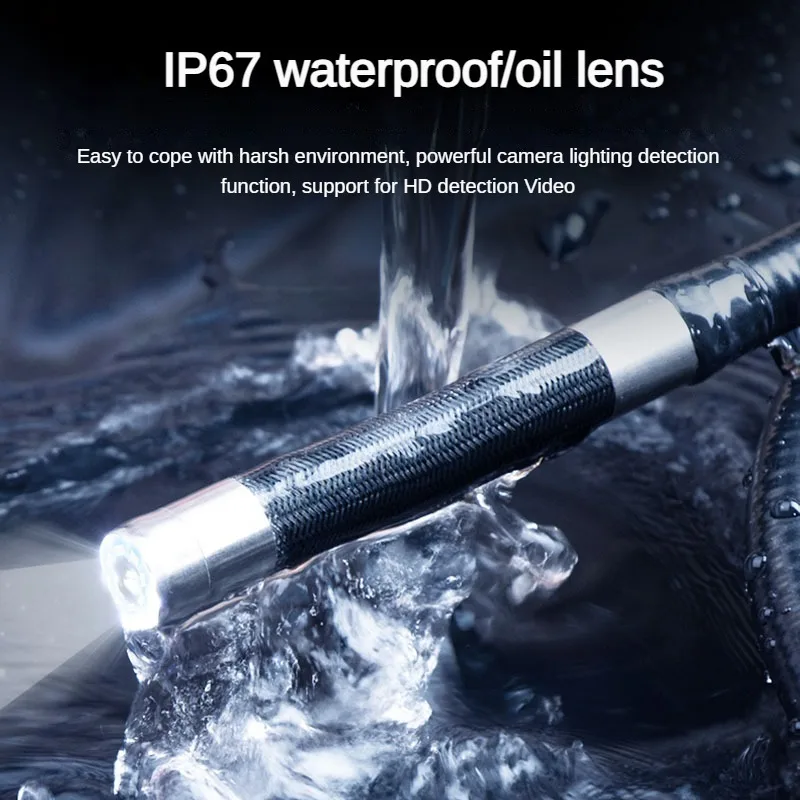 6.4mm Two-Way 360° Articulating Borescope 1080P Inspection Camera with Light IP67 Waterproof Probe Compatible with Android iOS