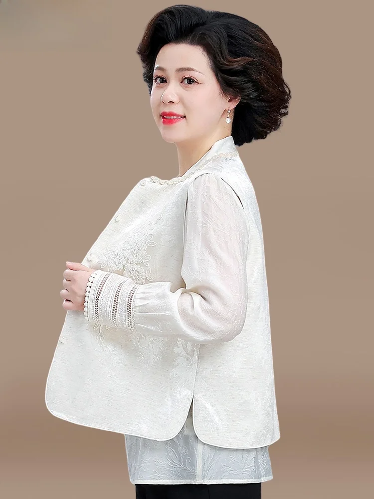 

Новый китайский женский комплект: жилет и куртка, модный весенний свободный крой, длинный рукав, круглый вырез, тонкий полиэстер