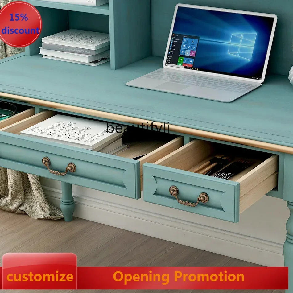 

Mediterranean style desk home living room study table American retro designer desk and chairs G1218