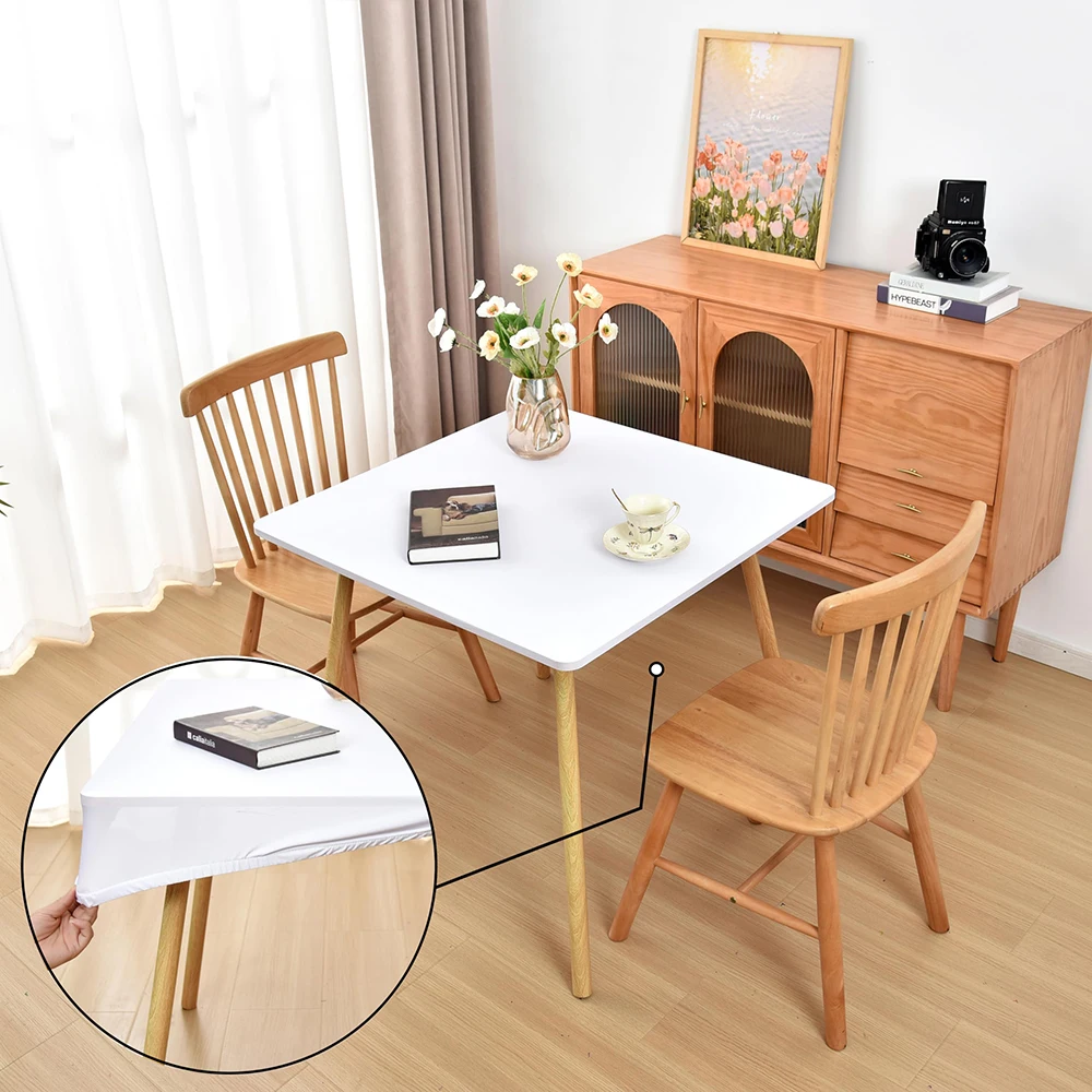 Square Fitted Tablecloth Stretch Spandex Card Tables Cover  Washable Table Cloth Elastic Table Topper for Indoor and Outdoor