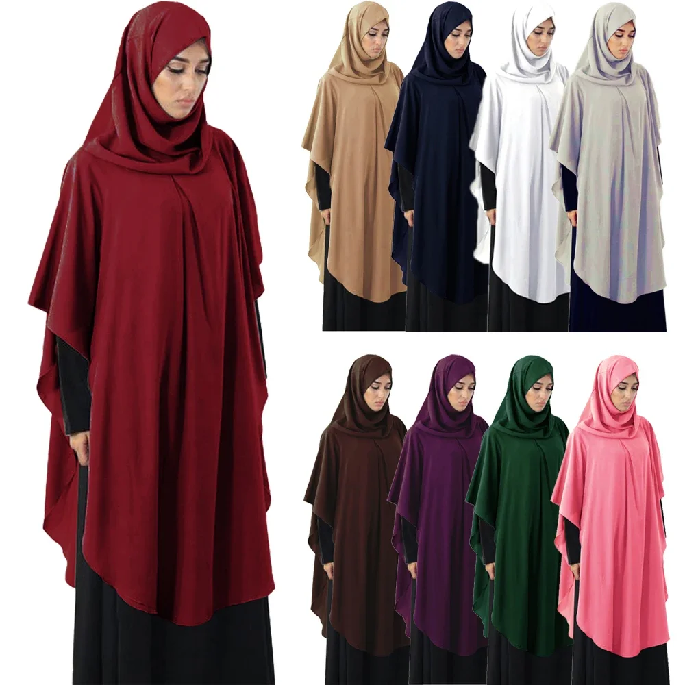 긴 Khimar 무슬림 여성 히잡 머리 위 기도문 원피스, Eid 후드 탑 스카프, 이슬람 아바야스 부르카 풀 커버 카프탄 라마단 의류