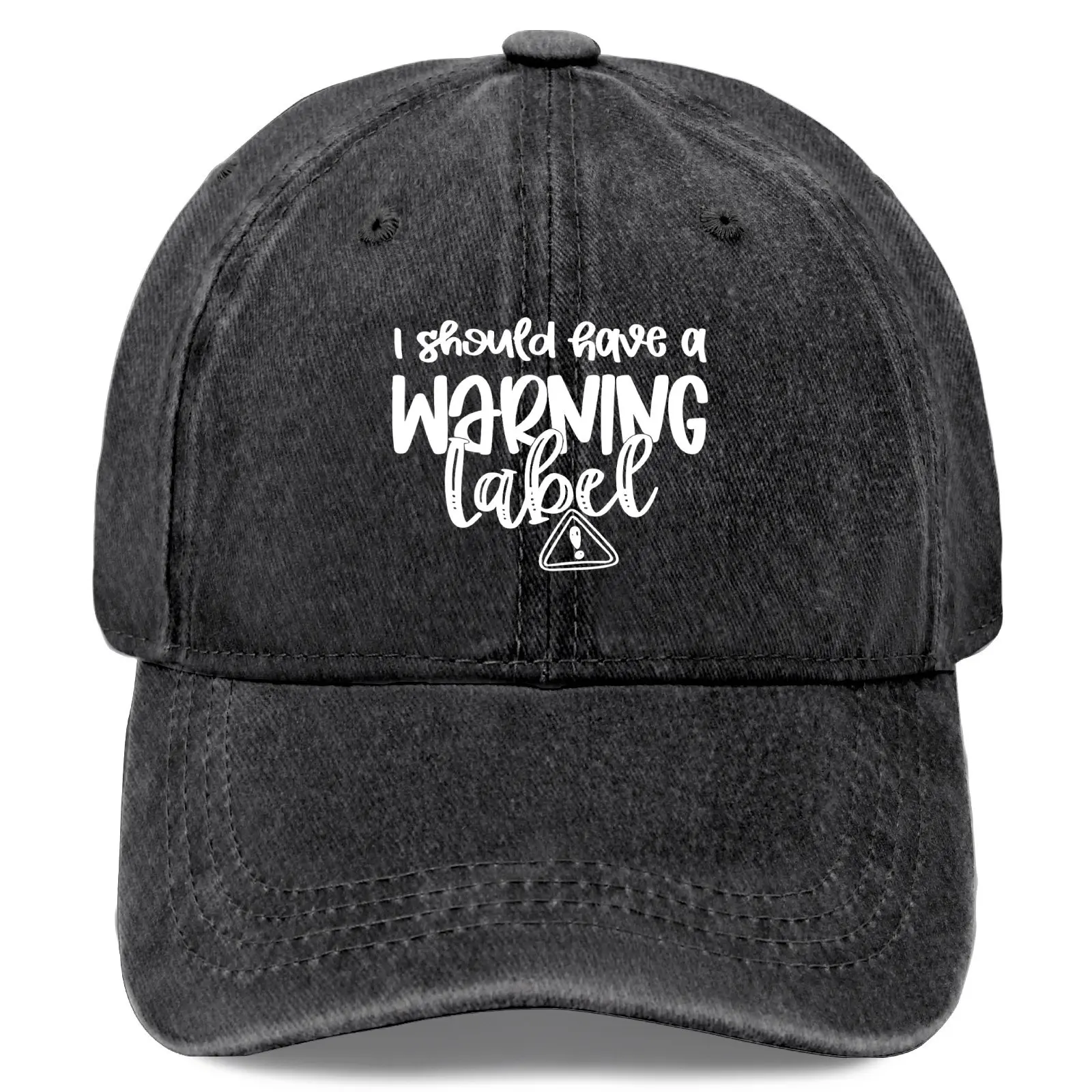 I Should Attach a Warning Label: Men's Vintage Washed Baseball Cap - Adjustable Dad Hat with a Fun Warning Label, Casual Retro Hat Suitable for Everyday Wear and Themed Parties