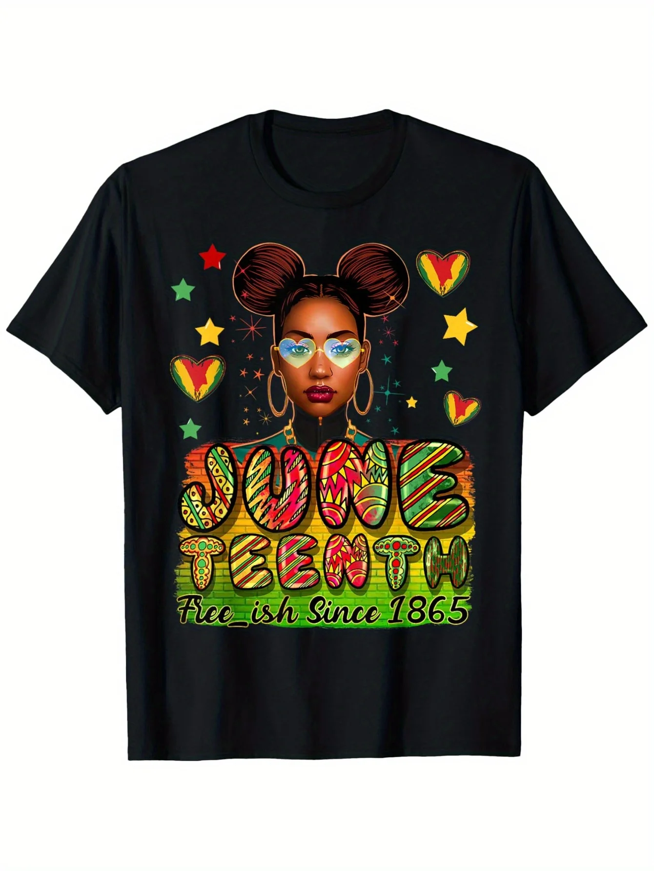 1865 Juneteenth Celebrate African American Freedom Day Women T-Shirt Vibrant African American Freedom 1865 Printed Crew Neck