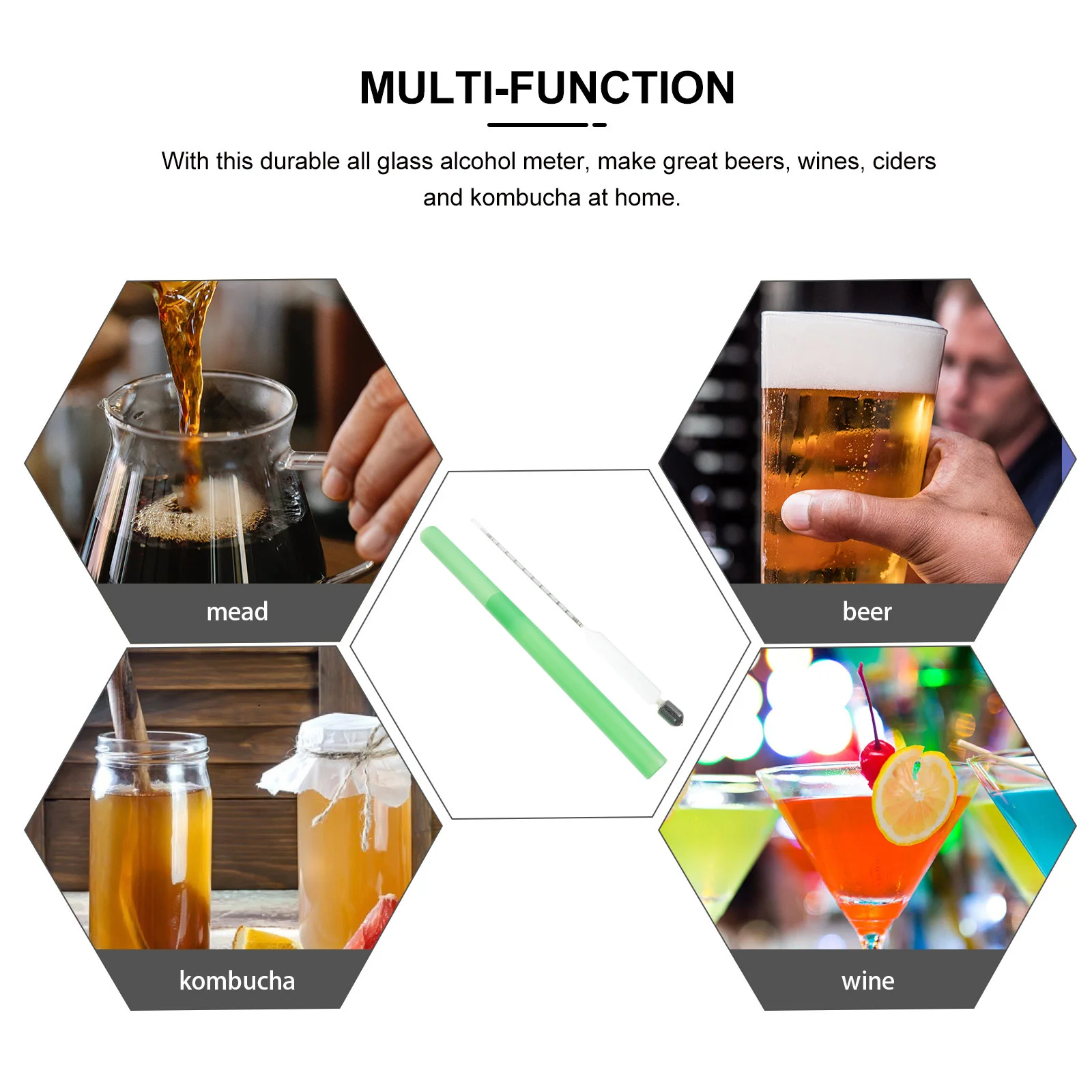 

Glass Hydrometer Tube High-precision Liquid Density Brewing Equipment Indoor Thermometers Maple Syrup