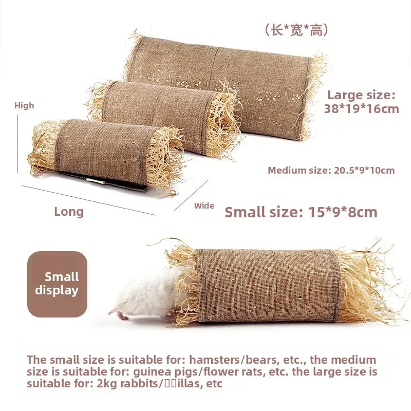Pet Rabbit Arched Tunnel Toy Guinea Pig Chinchilla Hiding Grass Nest Simulated Pet Thatched House Summer Pavilion Leisure Toys view 4