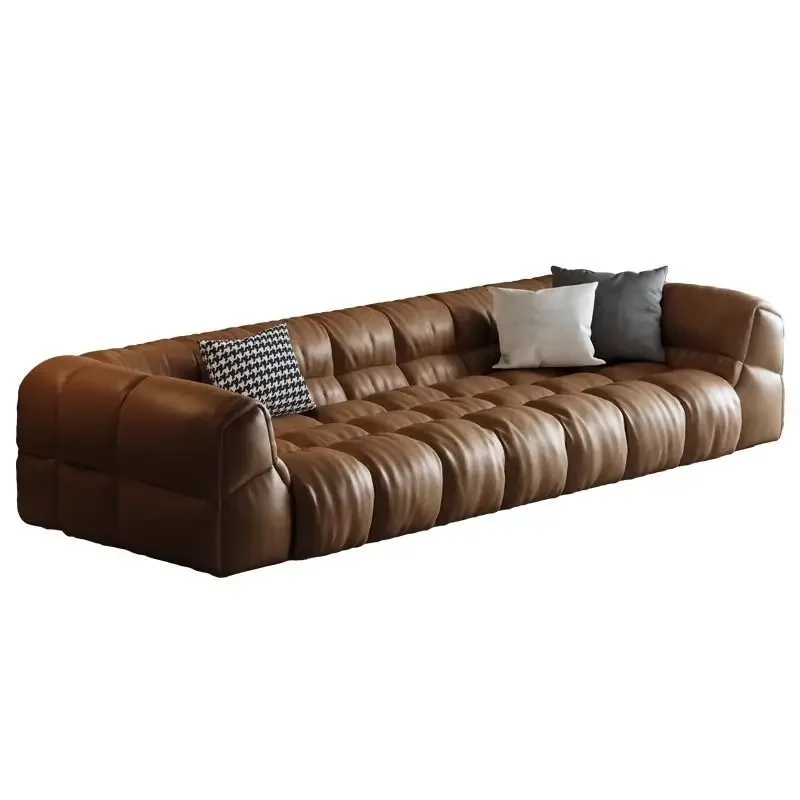 

Simple Italian light luxury leather sofa