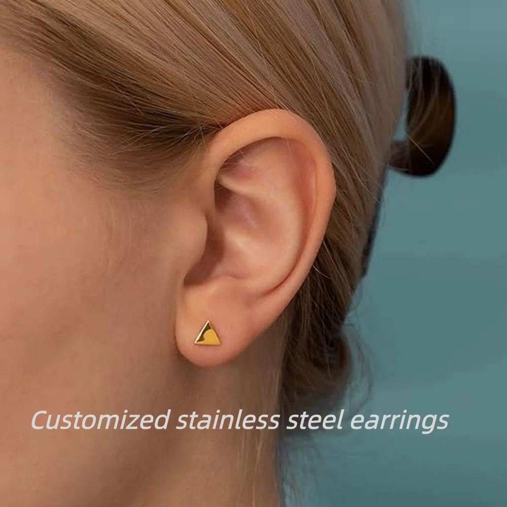 Custom Stainless Steel Stud Earrings Ear Clips Zircon Jewelry for Women