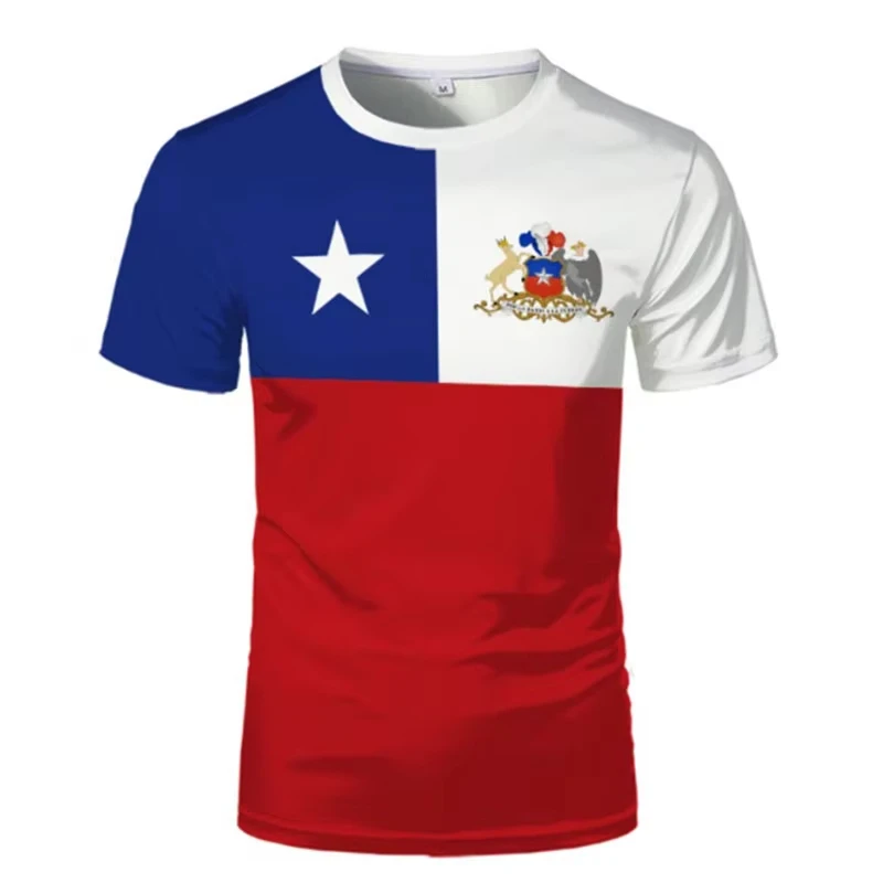 

Chile Independence Day T-shirt Men & Women Summer Crewcollar Short-sleeved Casual Tee Sports Chilean Flag Graphic Men T Shirts