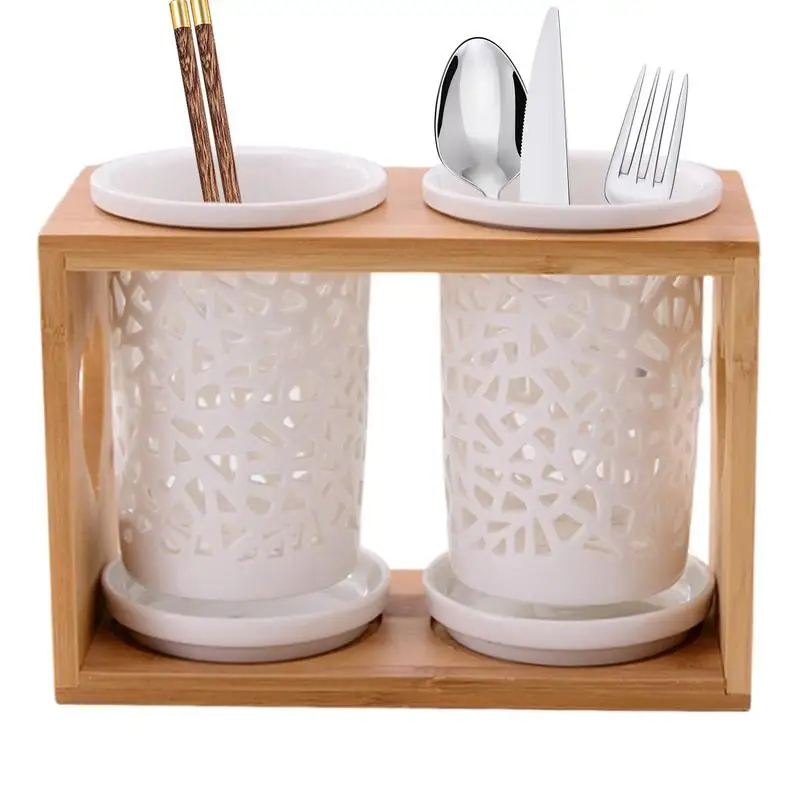 

Ceramic Utensil Holder Kitchen Ceramic Chopstick Storage Holder Multi-Purpose Kitchen Storage Holder For Spoon Spatula Utensils