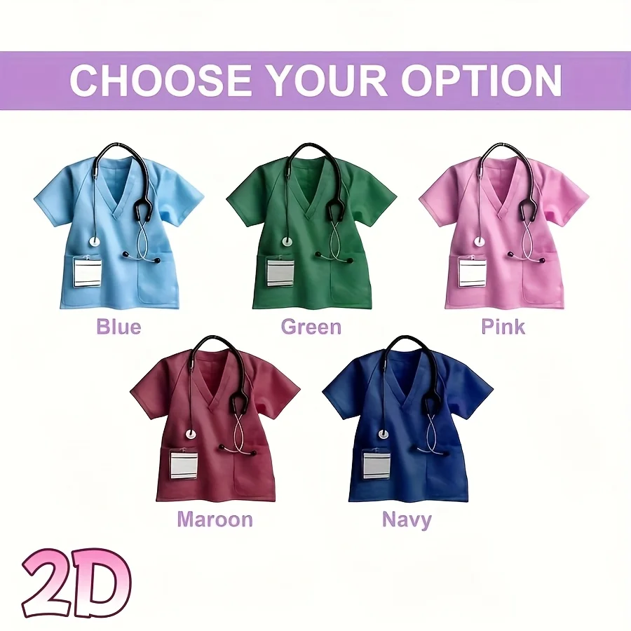 1pc Wooden Personalized Nurse Name Keychain Custom Medical ID with Stethoscope Pendant 2D Flat Tag Gift for Nurses Doctors