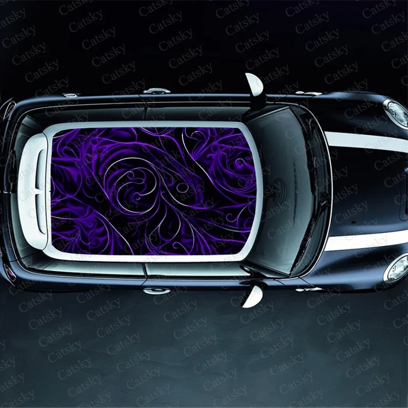 Floral Swirl Pattern Car Roof Sticker Wrap Racing SUV Accessories Packaging Painted PVC Custom Car Graphic Decal