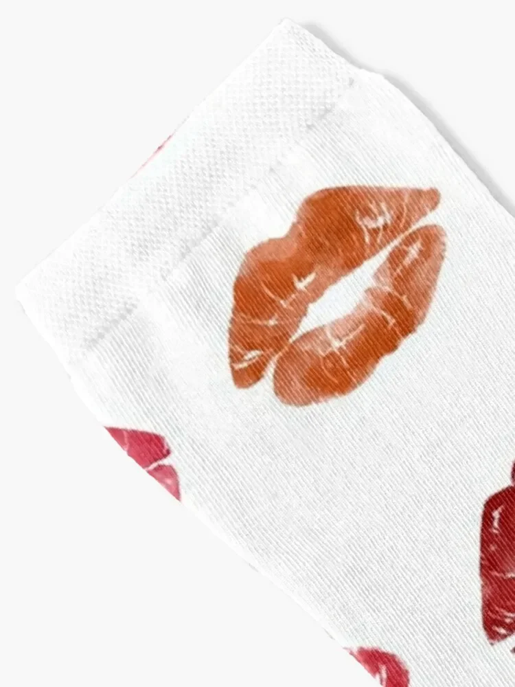 Pink Lipstick Kisses Print Socks New year's new in's Men Socks Women's