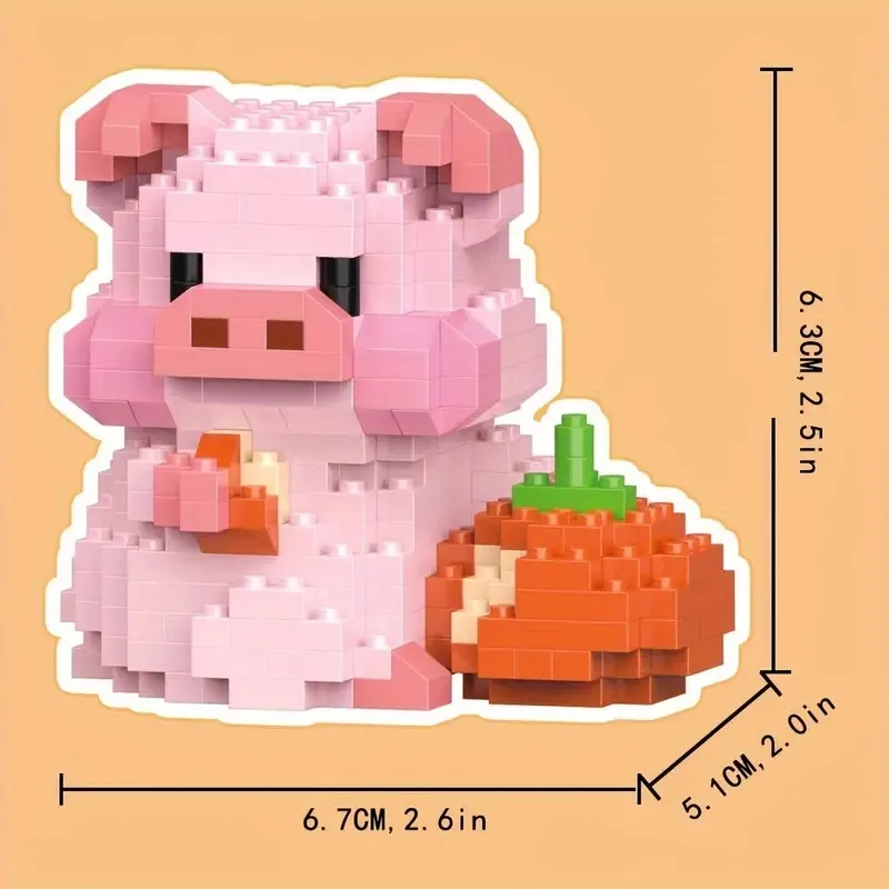 Pig Animal Mini Cute Building Block Set Cow Kawail Model for Girls and Boys Toys Kit Gifts for Adults and Kids