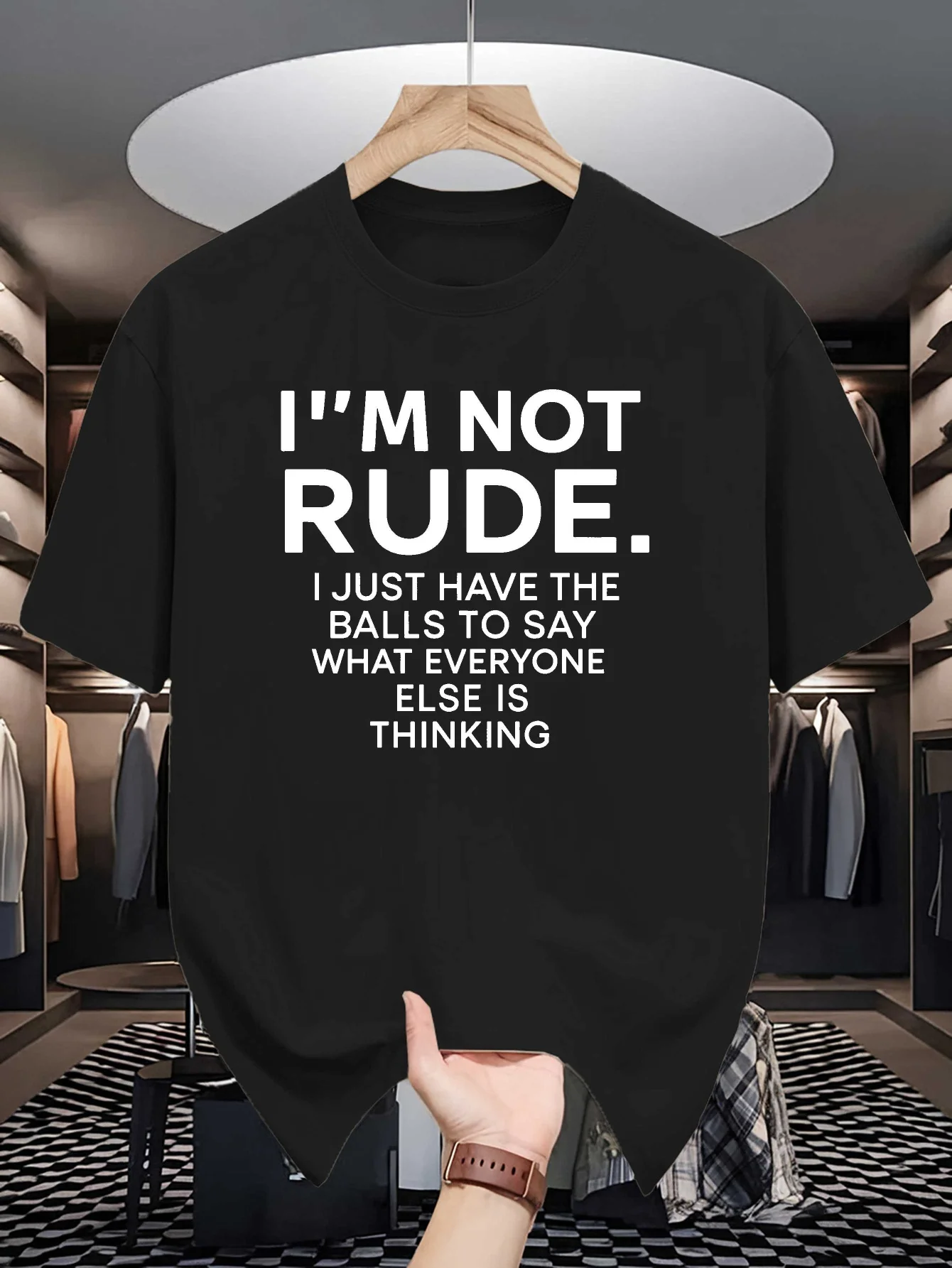 Mens Crew Neck T Shirt Funny Attitude I Am Not Rude Quote Text Print Graphic Short Sleeve Casual Cotton Streetwear Tops