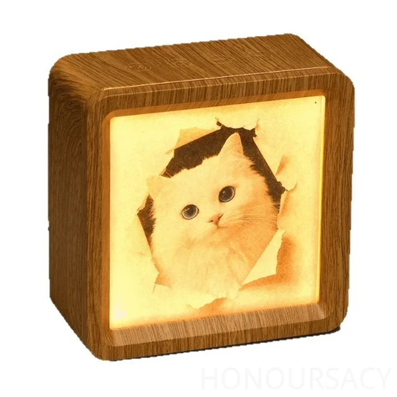 Retro Wood Grain Photo Frame White Noise Sleep Aid Bluetooth Speaker High-value Gifts Desktop Atmosphere Lights Ins Style Audios