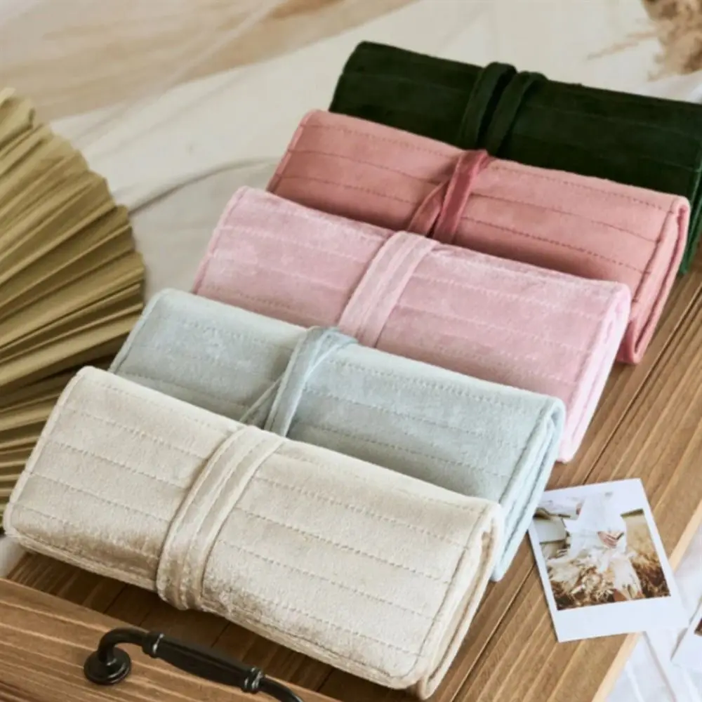 

Lace Up Velvet Jewelry Packing Bag Bracelet Necklace Earrings Jewelry Storage Bag Organizer Roll Pack Velvet Jewelry Holder