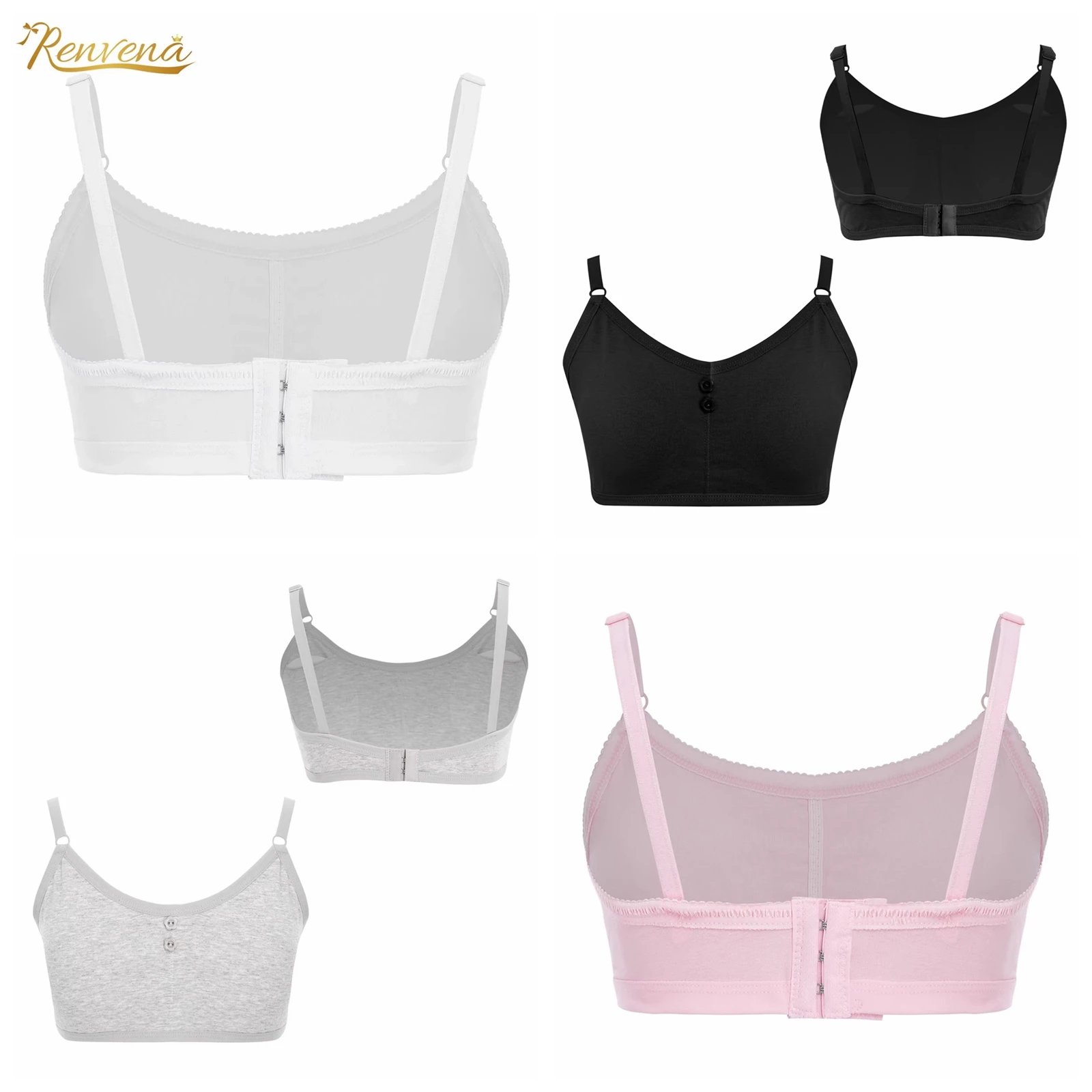 Teenage Clothes Kids Girls Removable Chest Pads Bra Puberty Underwear Hook-and-Eye Closure Ruched Vest Big Kids Padded Bra