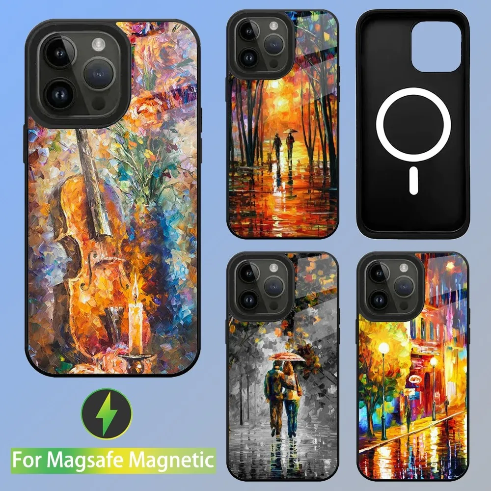 L-Leonid A-Afremov Oil Painting Phone Case For iPhone 15,14,13,12,11,Plus,Pro,Max Mini Magsafe Magnetic Wireless Charging