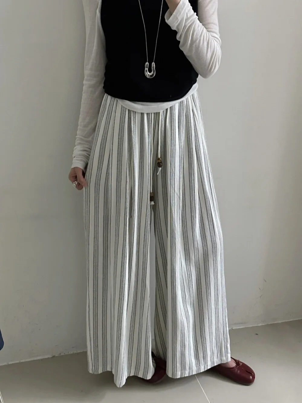 فضفاض واسعة الساق سراويل تقليدية المرأة شريط تنوعا Faionable مستقيم قطع بنطلون الربيع الصيف جديد وصول بوابة دونغدا