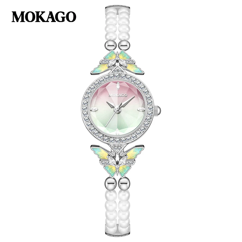 MOKAGO 8169 Elegant Women's Quartz Watch Small Dial 30M Waterproof Casual Ladies Butterfly Bracelet Wristwatch relogio feminino