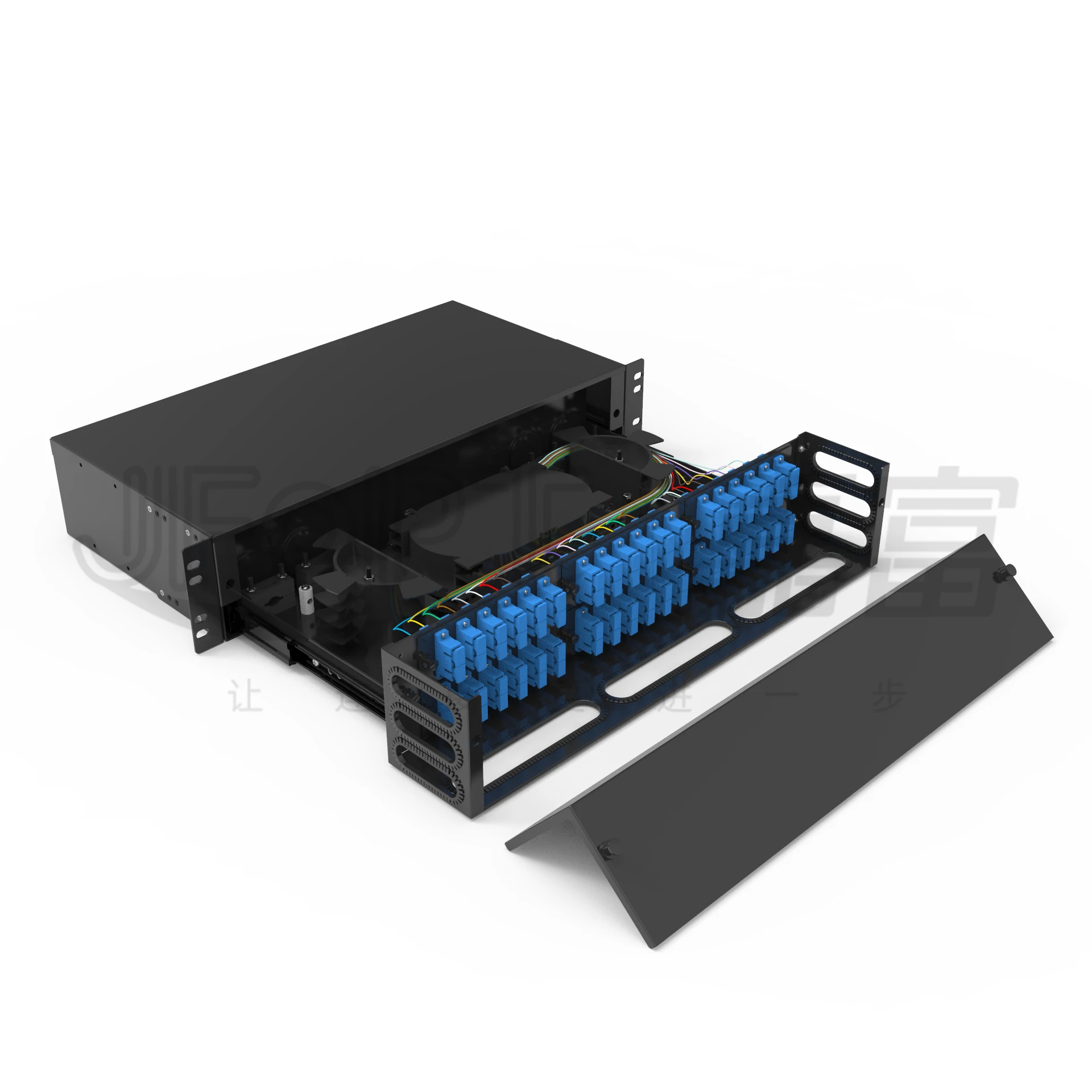 19 Inch Rack Mounted Fiber Terminal Box 2U 36 48 96 144 Fibers Distribution Optic Fiber Patch Panel Sliding Drawer Telecom Parts