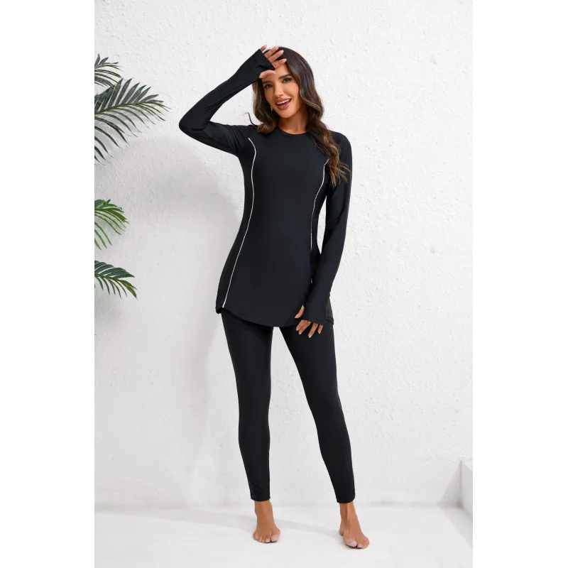 MuslimThree-piece swimsuit, conservative swimsuit, long-sleeved surfing suitModestWomen's full-body swimsuit