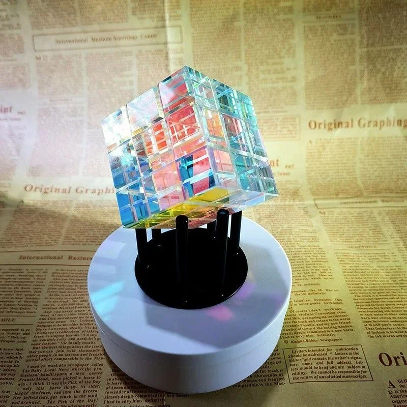 Magic Cube Crystal Sculpture Table Decoration Diamond Imitation Glass Magic Colorful Cube Table Decoration gift