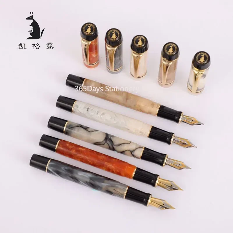 Kaigelu 316 Acrylic Fountain Pen F Nib Blue Brown White Marble Amber Pattern Ink Pen Writing Gift For Students Office Business