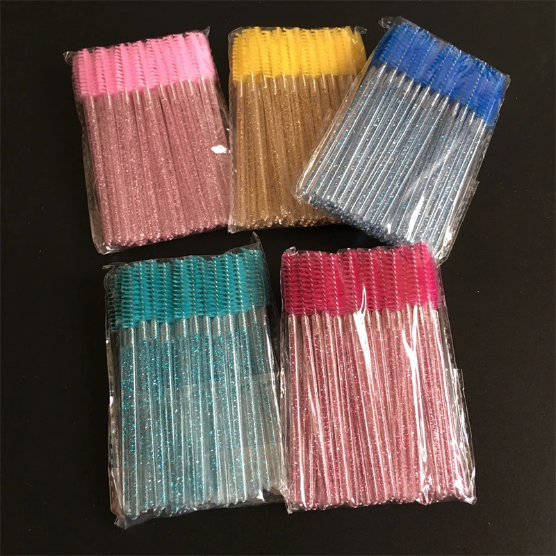 50Pcs Disposable Crystal Eyelash Brushes Swab Microbrushes Eyelash Extension Tools Individual Eyelashes Removing Applicators