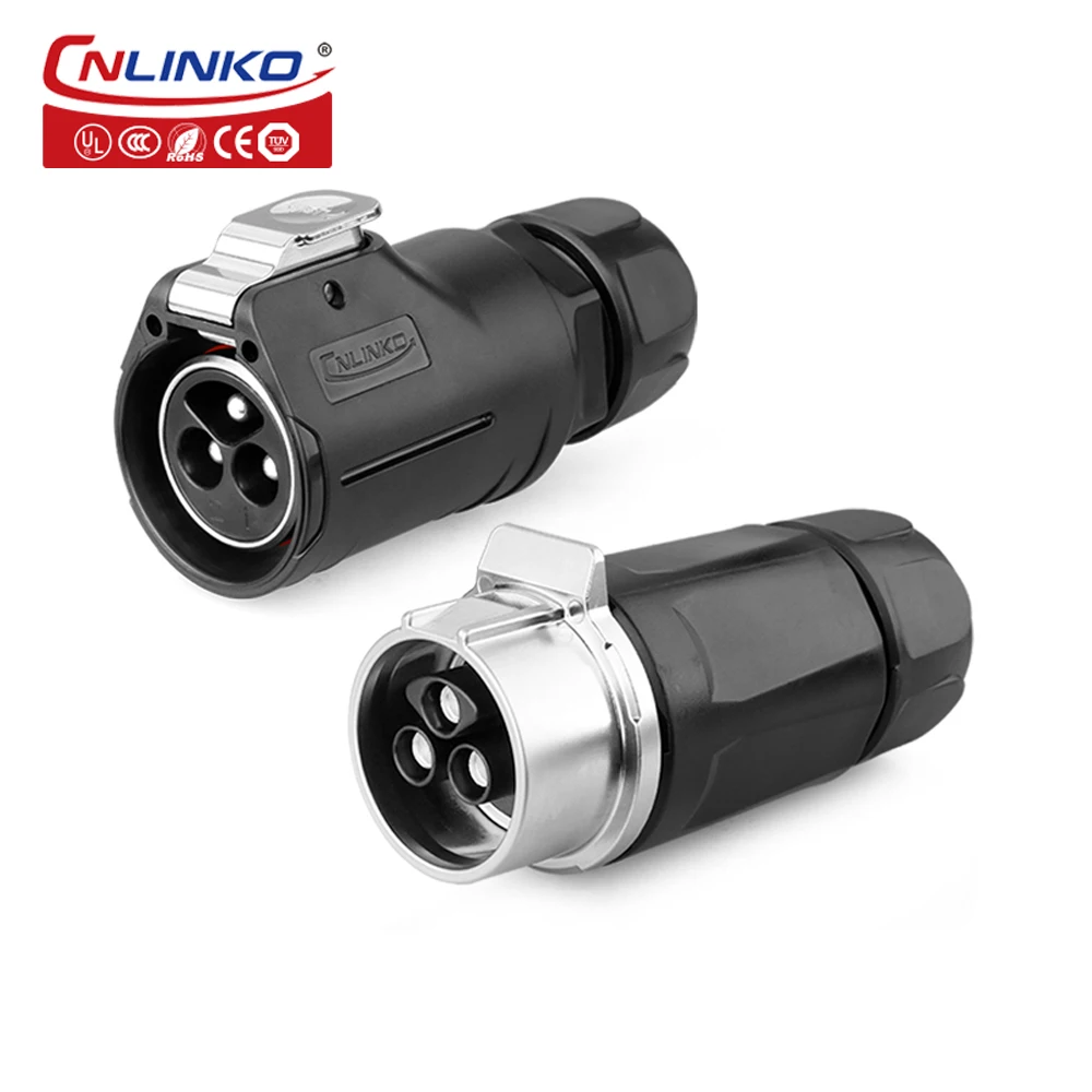 CNLINKO Waterproof Connector M28 IP68 50A High Power Cable Connector Plug Socket Male and Female 2/3 Pin Applicable to 10-16m㎡