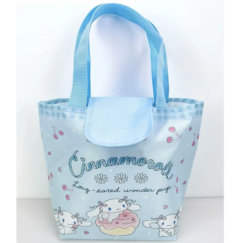 Sanrio Hello Kitty My Melody Kuromi Handbag Canvas Cartoon Large Capacity Girl Heart Portable Tote Bag Kawaii Lunch Storage Bag