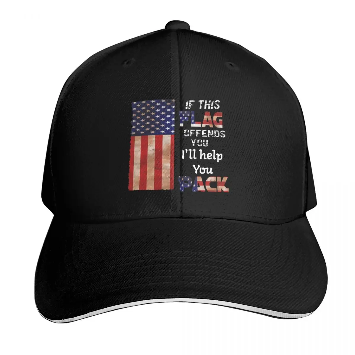 If this flag offends you I'll help you pack Baseball Cap Six Panel Structured Crown Sun Protection UPF 50+ Breathable Mesh Back